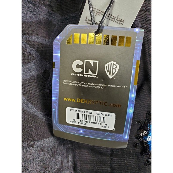 Dexter's Laboratory Boy Genius Black Denim Jean Jacket Cartoon Network Sz Small - Picture 8 of 13